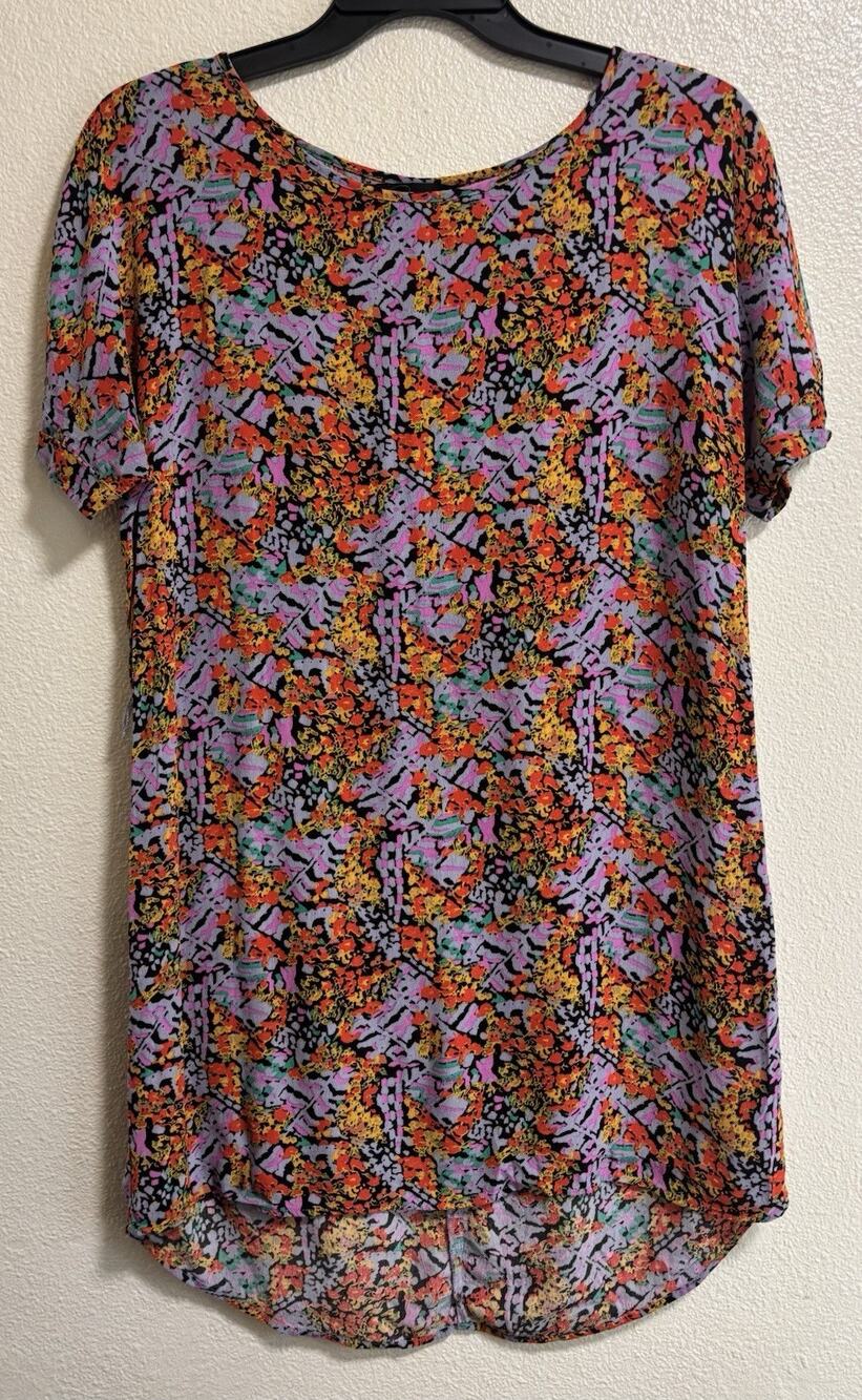 Patterson J. Kincaid Floral Short Sleeve Dress Scoop Neck Shift Style Size M Art